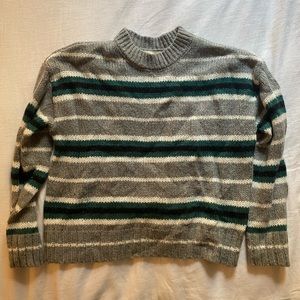 PACSUN LA Hearts green and grey striped wool sweater size S